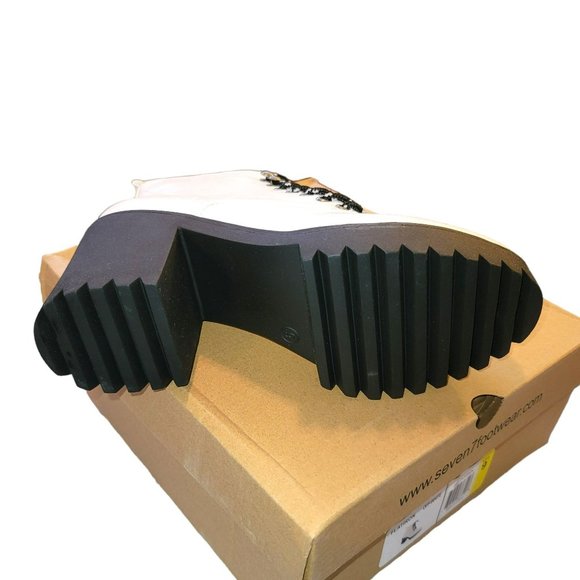 Seven7 Flatiron Off-White Ankle Boot Platform Lace-up Womans Size 9 JJ3342 - Picture 10 of 11